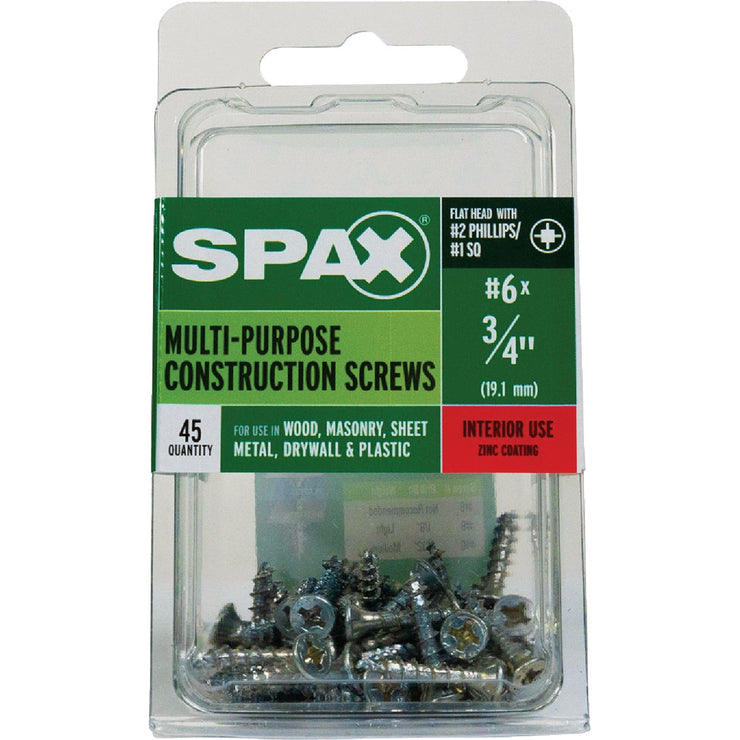 Image of SPAX 6 x 3/4 In. Flat Head Unidrive (Combo Drive) Zinc (Interior) Wood Screw (45-Count)