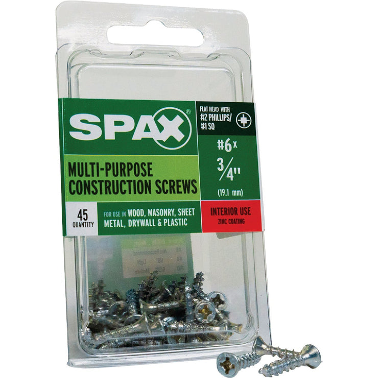 Image of SPAX 6 x 3/4 In. Flat Head Unidrive (Combo Drive) Zinc (Interior) Wood Screw (45-Count)