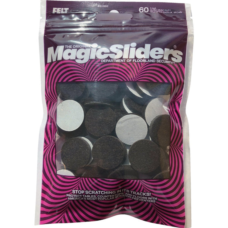 Image of Magic Sliders 1 In. Dark Brown Felt Pads (60-Count)