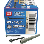 Image of  Grip-Rite PrimeGuard Plus #9 x 1.5 In. Hex Washer Head Structural Screw (50-Count)