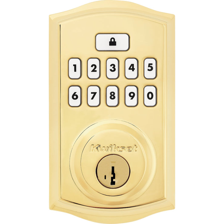 Image of Kwikset Signature Series Traditional SmartCode Brass Electronic Deadbolt