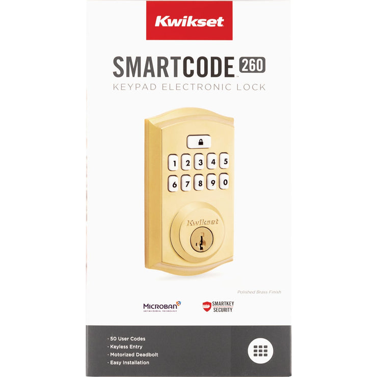 Image of Kwikset Signature Series Traditional SmartCode Brass Electronic Deadbolt