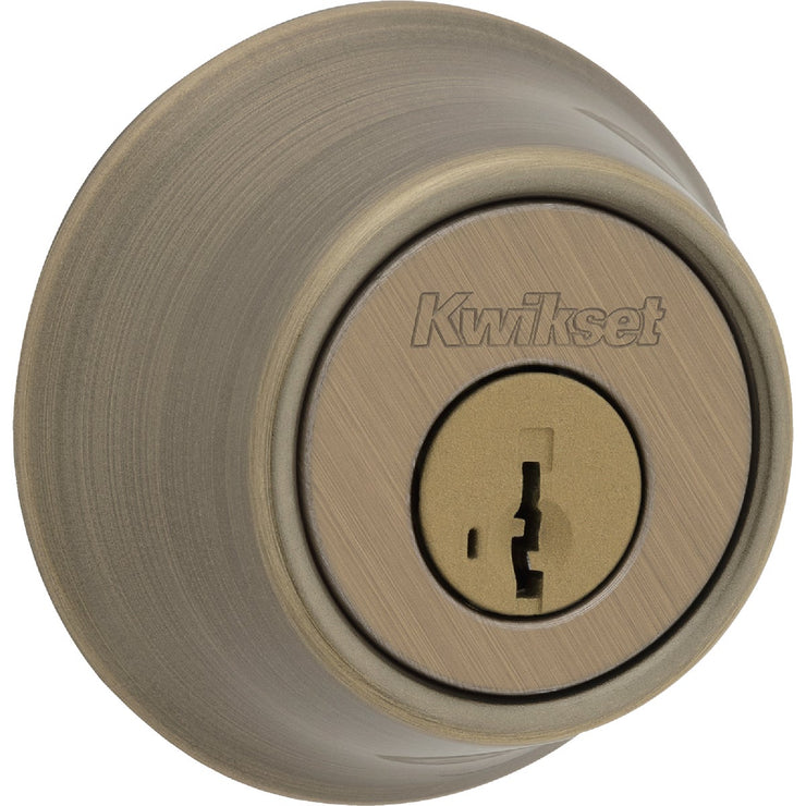 Image of Kwikset 660 Single Cylinder Deadbolt with SmartKey, Polished Antique Brass