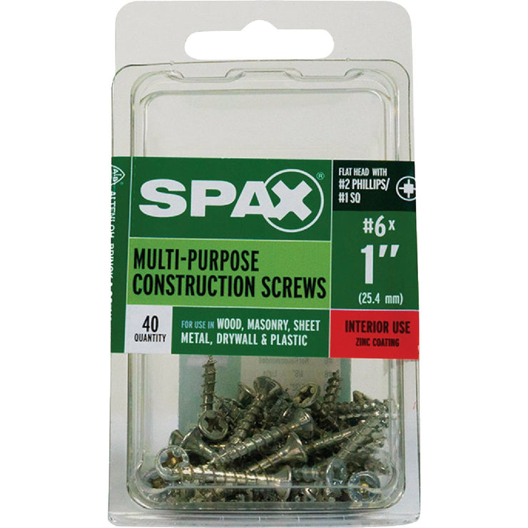 Image of SPAX 6 x 1 In. Flat Head Unidrive (Combo Drive) Zinc (Interior) Wood Screw (40-Count)