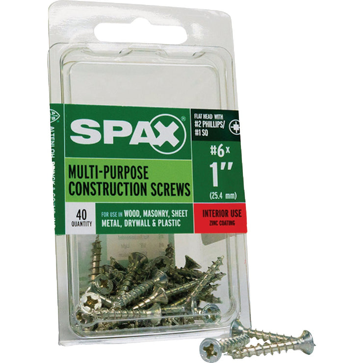 Image of SPAX 6 x 1 In. Flat Head Unidrive (Combo Drive) Zinc (Interior) Wood Screw (40-Count)