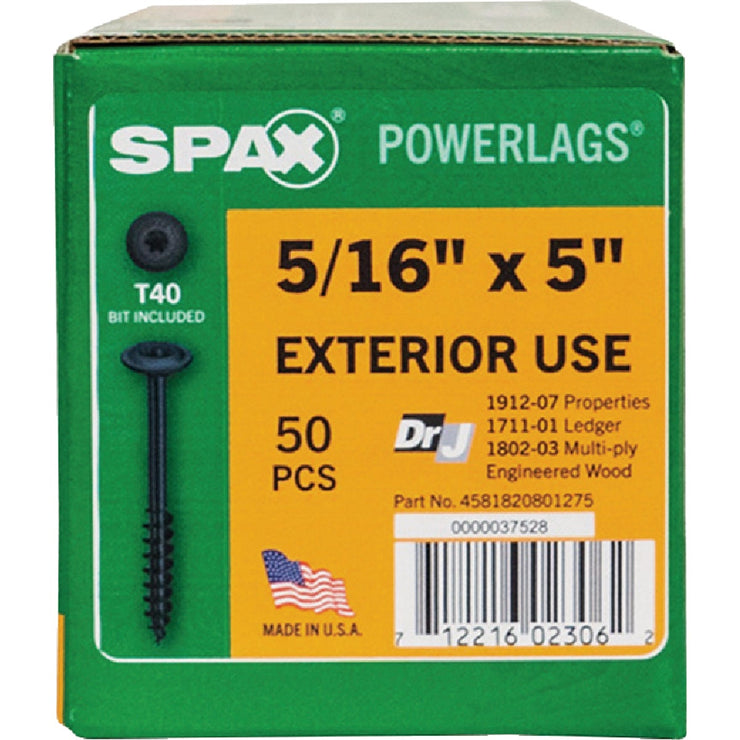Image of SPAX 5/16 x 5 In. PowerLag Washer Head T-40 HCR (Exterior Rated) Lag Screw Contractor Pax (50-Count)