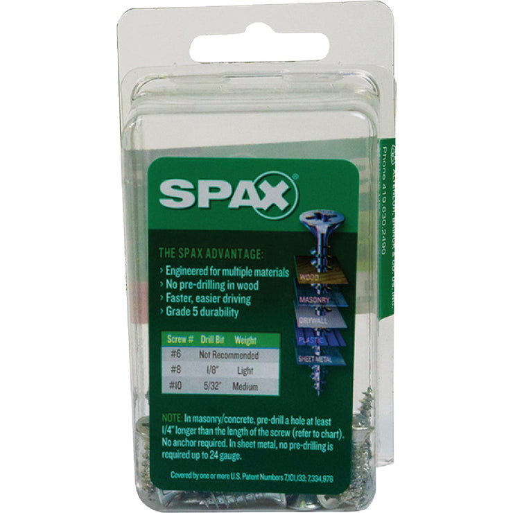 Image of SPAX 8 x 5/8 In. Flat Head Unidrive (Combo Drive) Zinc (Interior) Wood Screw (40-Count)