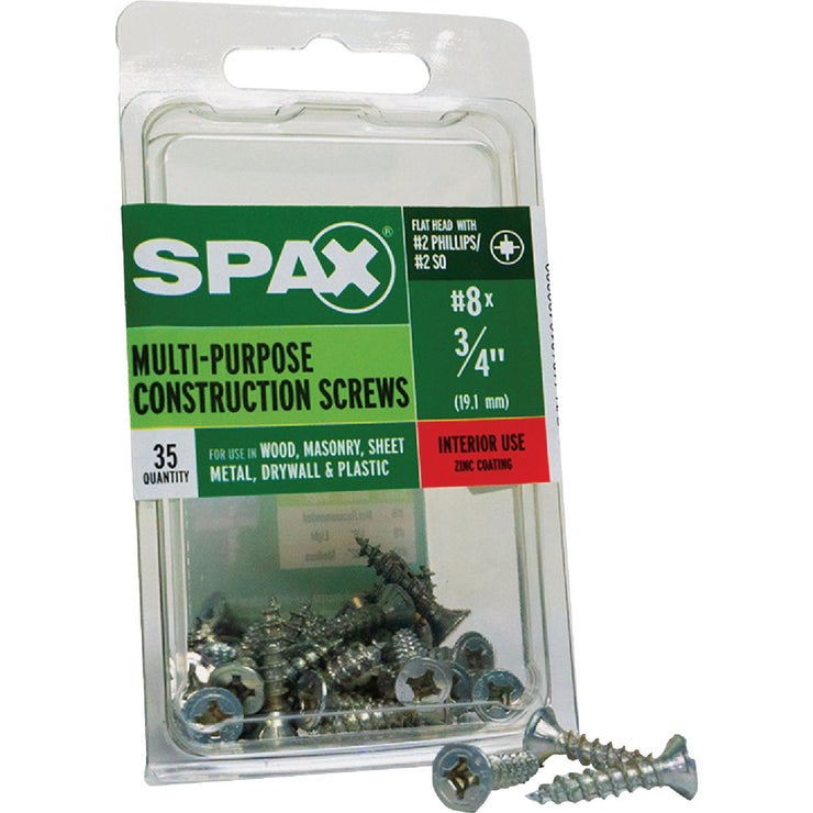 Image of SPAX 8 x 3/4 In. Flat Head Unidrive (Combo Drive) Zinc (Interior) Wood Screw (35-Count)