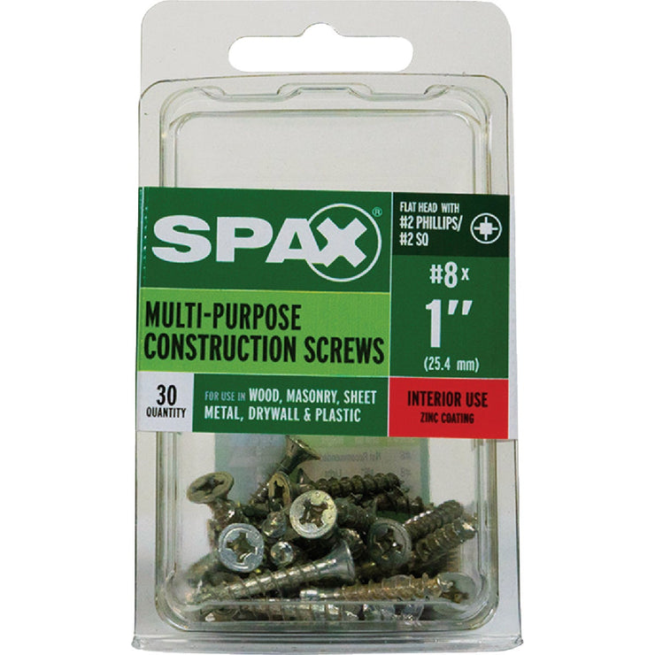 Image of SPAX 8 x 1 In. Flat Head Unidrive (Combo Drive) Zinc (Interior) Wood Screw (30-Count)