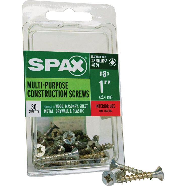 Image of SPAX 8 x 1 In. Flat Head Unidrive (Combo Drive) Zinc (Interior) Wood Screw (30-Count)