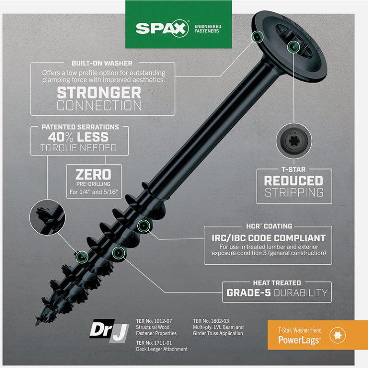 Image of SPAX 5/16 x 6 In. PowerLag Washer Head T-40 HCR (Exterior Rated) Lag Screw Contractor Pax (50-Count)
