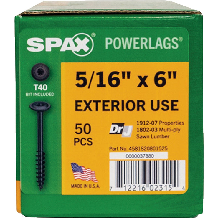 Image of SPAX 5/16 x 6 In. PowerLag Washer Head T-40 HCR (Exterior Rated) Lag Screw Contractor Pax (50-Count)