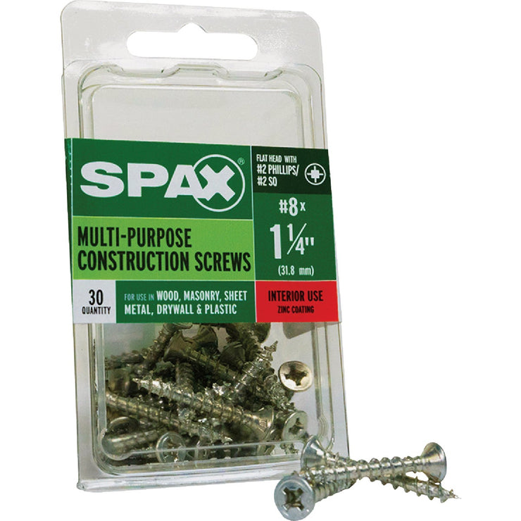 Image of SPAX 8 x 1-1/4 In. Flat Head Unidrive (Combo Drive) Zinc (Interior) Wood Screw (30-Count)