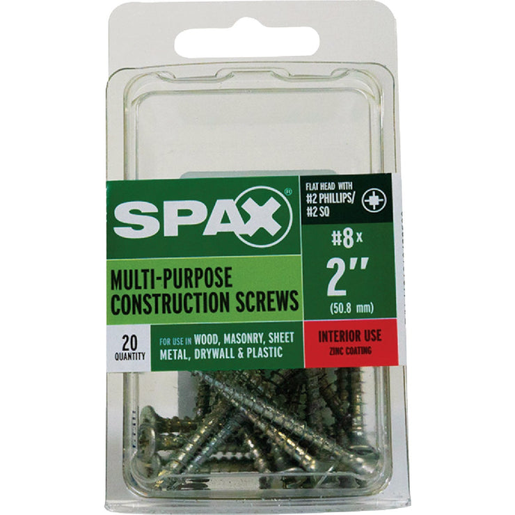 Image of SPAX 8 x 2 In. Flat Head Unidrive (Combo Drive) Zinc (Interior) Wood Screw (20-Count)
