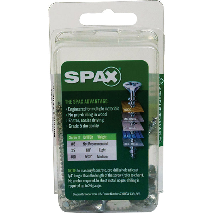 Image of SPAX 8 x 2 In. Flat Head Unidrive (Combo Drive) Zinc (Interior) Wood Screw (20-Count)