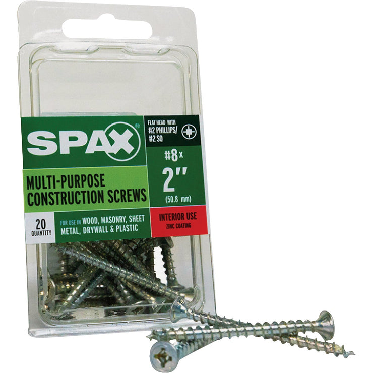 Image of SPAX 8 x 2 In. Flat Head Unidrive (Combo Drive) Zinc (Interior) Wood Screw (20-Count)