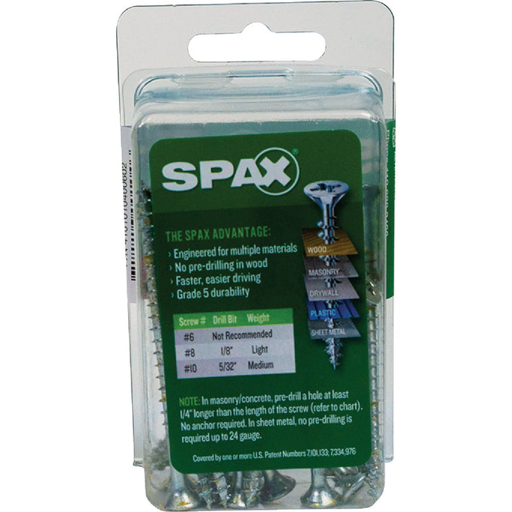 Image of SPAX 8 x 2-1/2 In. Flat Head Unidrive (Combo Drive) Zinc (Interior) Wood Screw (12-Count)