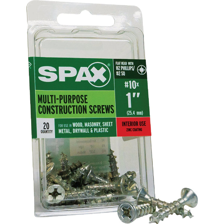 Image of SPAX 10 x 1 In. Flat Head Unidrive (Combo Drive) Zinc (Interior) Wood Screw (20-Count)