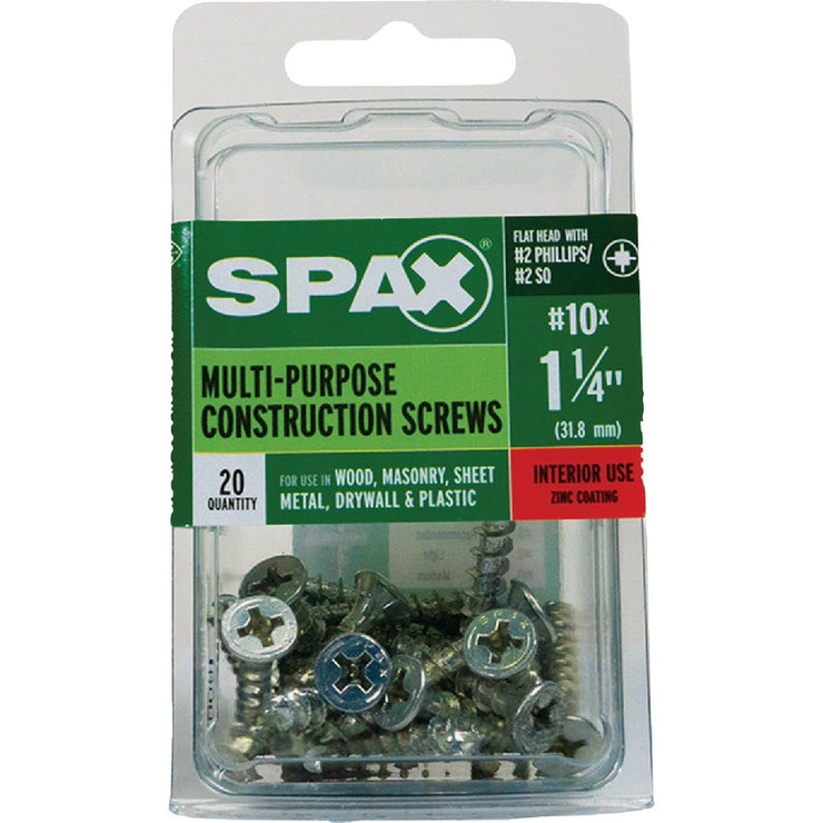 Image of SPAX 10 x 1-1/4 In. Flat Head Unidrive (Combo Drive) Zinc (Interior) Wood Screw (20-Count)