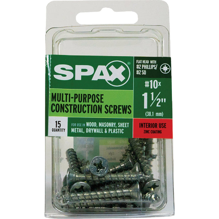 Image of SPAX 10 x 1-1/2 In. Flat Head Unidrive (Combo Drive) Zinc (Interior) Wood Screw (15-Count)
