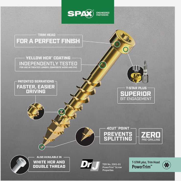 Image of SPAX 8 x 2-1/2 In. PT HCR (Exterior Rated) Yellow Trim Screw (100-Count)