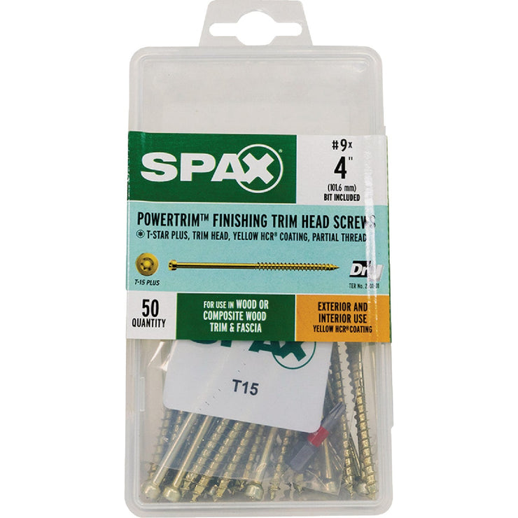 Image of SPAX 9 x 4 In. PT HCR (Exterior Rated) Yellow Trim Screw (50-Count)
