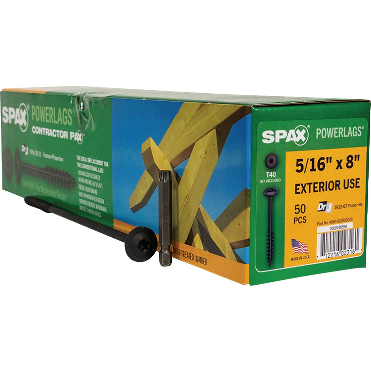 Image of SPAX 5/16 x 8 In. PowerLag Washer Head T-40 HCR (Exterior Rated) Lag Screw Contractor Pax (50-Count)
