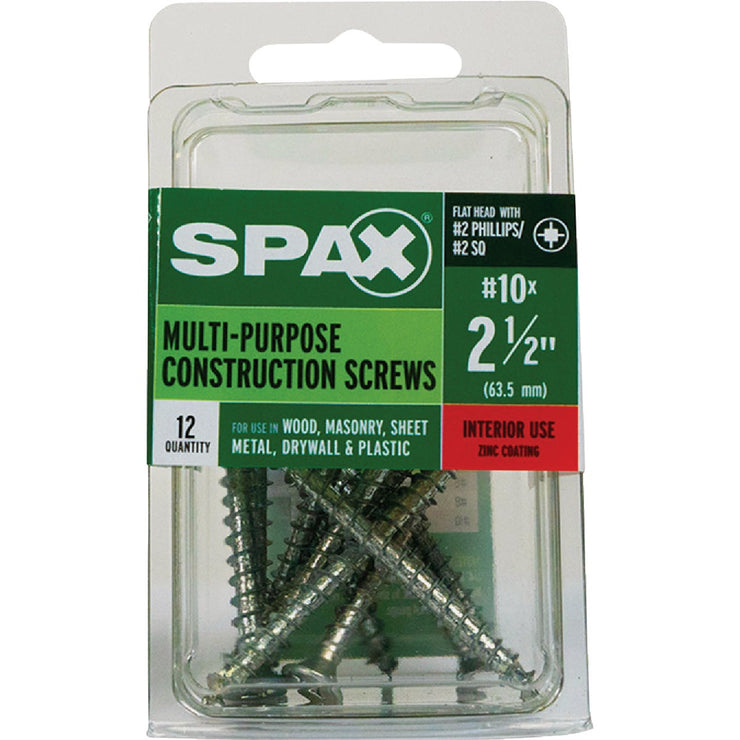 Image of SPAX 10 x 2-1/2 In. Flat Head Unidrive (Combo Drive) Zinc (Interior) Wood Screw (12-Count)