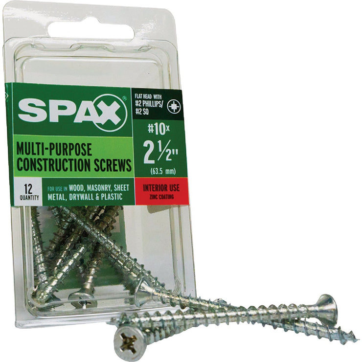 Image of SPAX 10 x 2-1/2 In. Flat Head Unidrive (Combo Drive) Zinc (Interior) Wood Screw (12-Count)