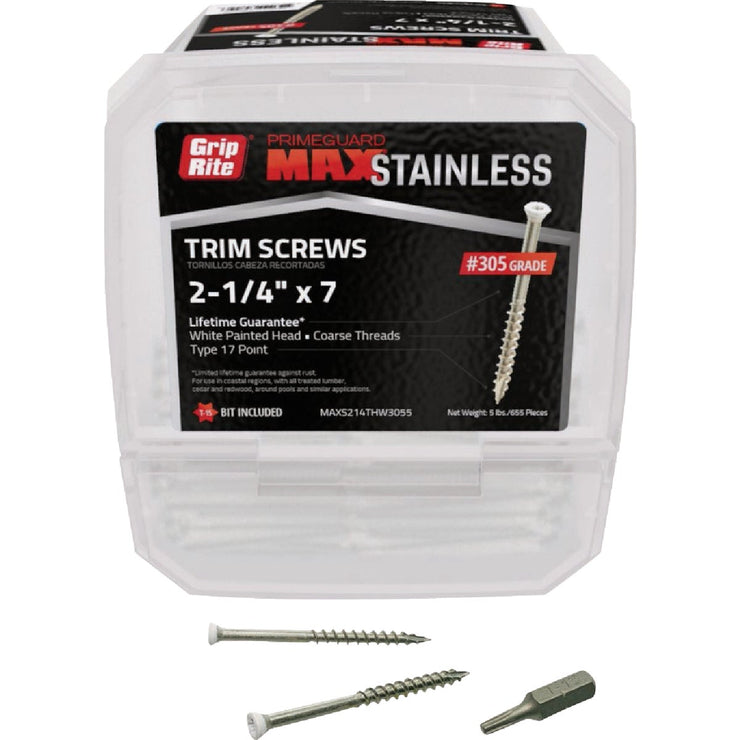 Image of Grip-Rite Max 2-1/4 In. WH T17 ST15 305 Stainless Steel Trim Screw (5 Lb.)