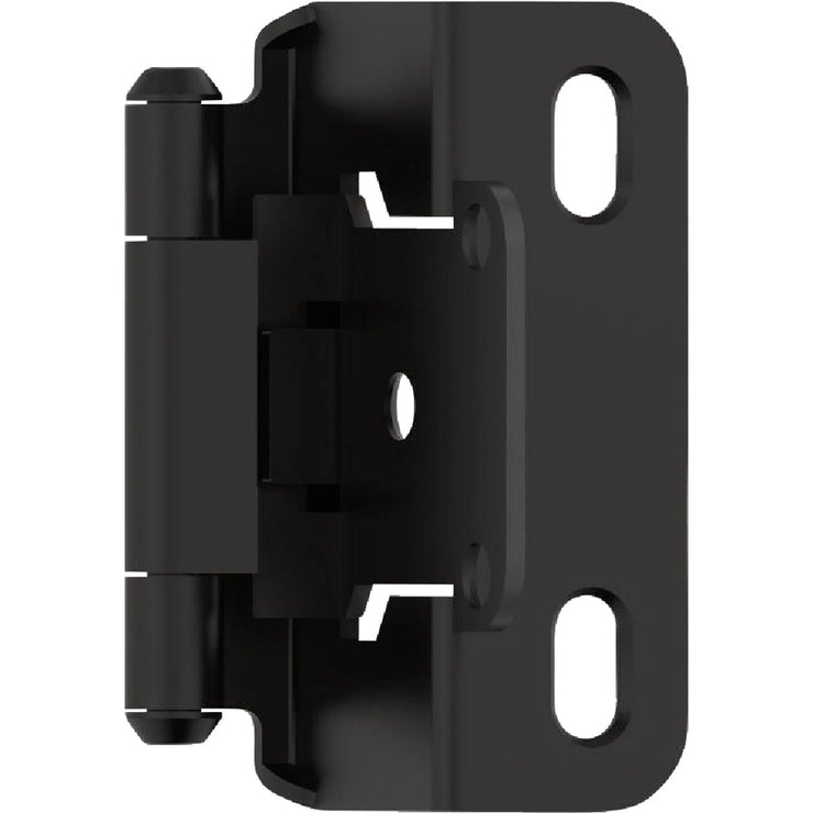 Image of Amerock Overlay Self Closing Partial Wrap Matte Black Cabinet Hinge (2-Pack)