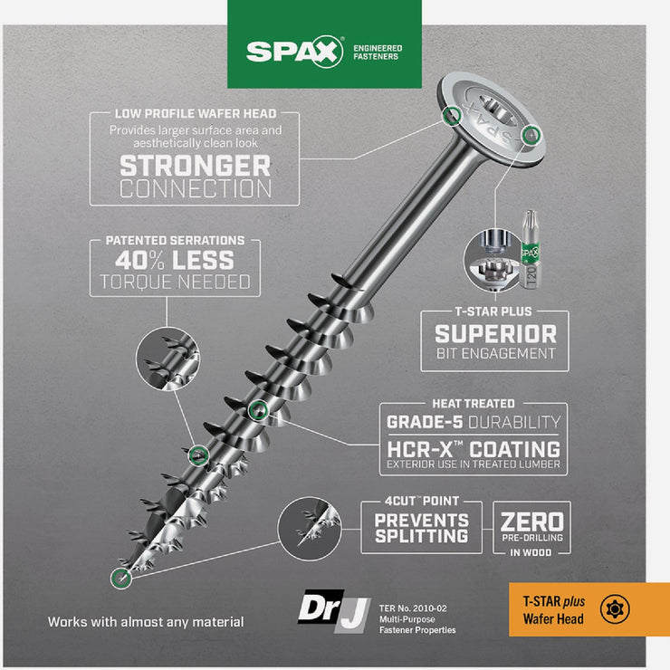 Image of SPAX 8 x1-1/2 In. Wafer Head T-20+ HCR-X (Exterior Rated) Cabinet Screw 1 Lb. (165-Count)