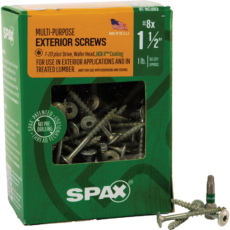 Image of SPAX 8 x1-1/2 In. Wafer Head T-20+ HCR-X (Exterior Rated) Cabinet Screw 1 Lb. (165-Count)