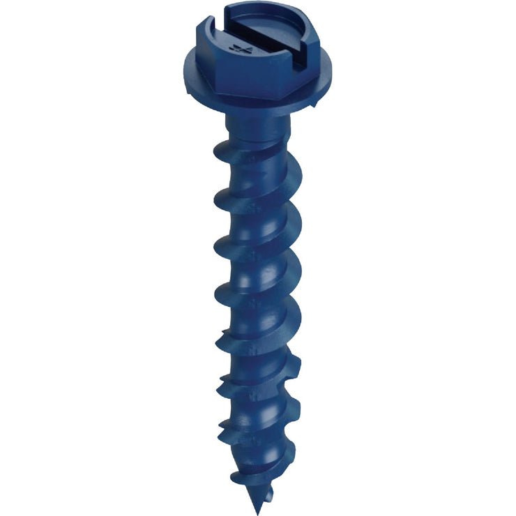 Image of Simpson Strong-Tie Titen Turbo  1/4 in. x 1-1/4 in. Hex-Head Concrete and Masonry Screw, Blue (8-Qty)