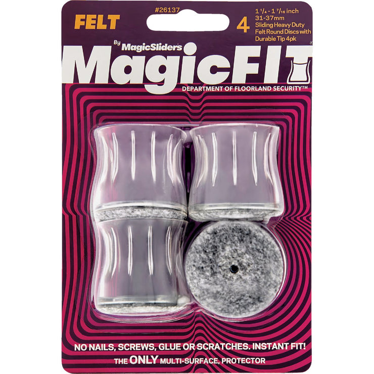 Image of Magic Sliders Magic Fit 1-1/4 In. - 1-7/6 In. Round Felt Furniture Leg Cup (4-Pack)