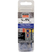 Image of Simpson Strong-Tie Titen Turbo  1/4 in. x 1-3/4 in. 6-Lobe Flat-Head Concrete and Masonry Screw, Blue (8-Qty)