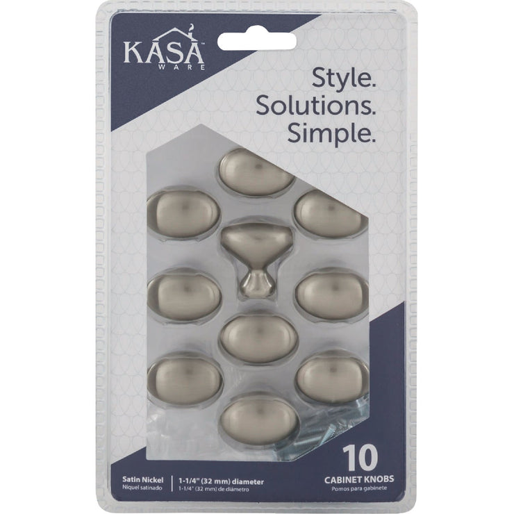 Image of KasaWare 1-1/4 In. Diameter Satin Nickel Oval Knob (10-Pack)