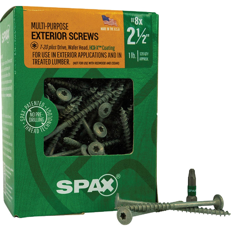 Image of SPAX 8 x 2-1/2 In. Wafer Head T-20+ HCR-X (Exterior Rated) Cabinet Screw 1 Lb. (120-Count)