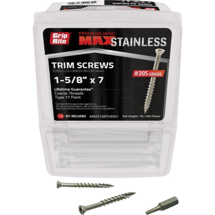Image of Grip-Rite Max 1-5/8 In. T17 ST15 305 Stainless Steel Trim Screw (1 Lb.)