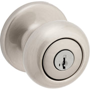 Image of Kwikset Cove Satin Nickel Entry Door Knob with Smartkey