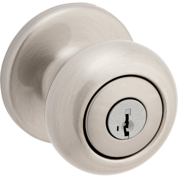 Image of Kwikset Cove Satin Nickel Entry Door Knob with Smartkey