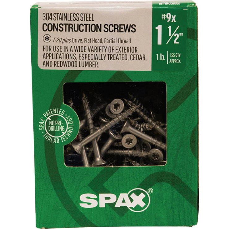 Image of SPAX 9 x 1-1/2 In. Flat Head T-20+ 304 Stainless Steel (Exterior Rated) 1 Lb. (155-Count)
