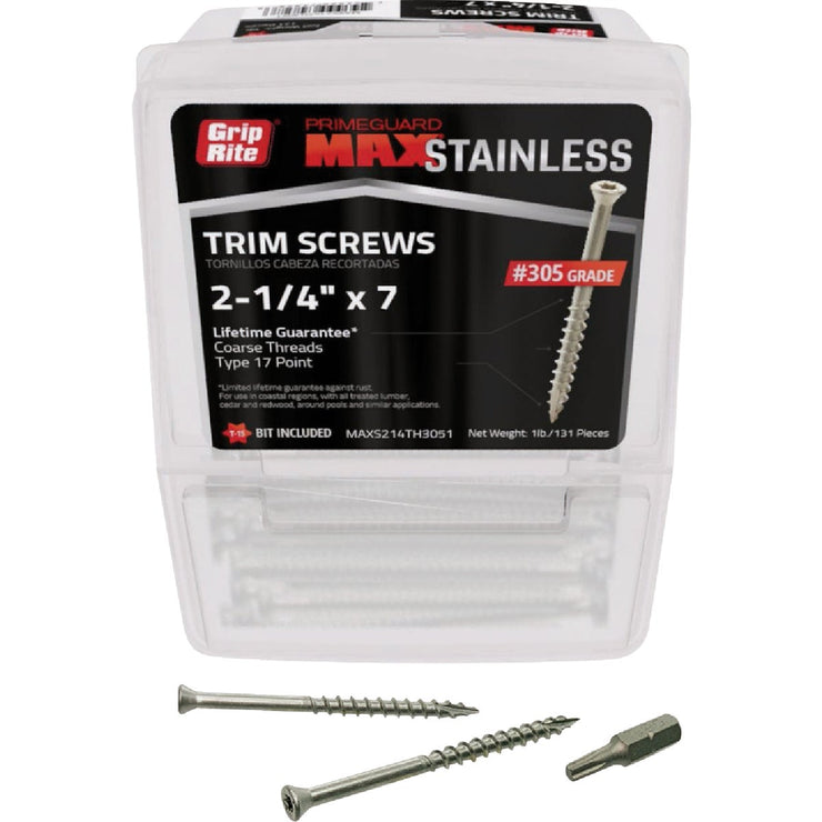 Image of Grip-Rite Max 2-1/4 In. T17 ST15 305 Stainless Steel Trim Screw (1 Lb.)