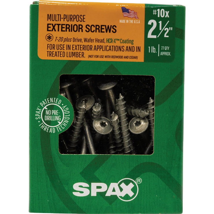 Image of SPAX 10 x 2-1/2 In. Wafer Head T-20+ HCR-X (Exterior Rated) Cabinet Screw 1 Lb. (77-Count)