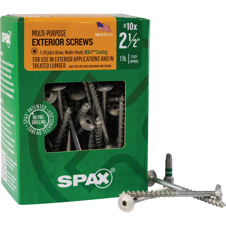 Image of SPAX 10 x 2-1/2 In. Wafer Head T-20+ HCR-X (Exterior Rated) Cabinet Screw 1 Lb. (77-Count)