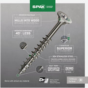 Image of SPAX 10 x 3 In. Flat Head T-20+ 304 Stainless Steel (Exterior Rated) 1 Lb. (68-Count)