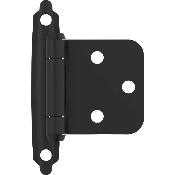 Image of Amerock Matte Black Variable Overlay Self Closing Face Mount Cabinet Hinge (2-Pack)