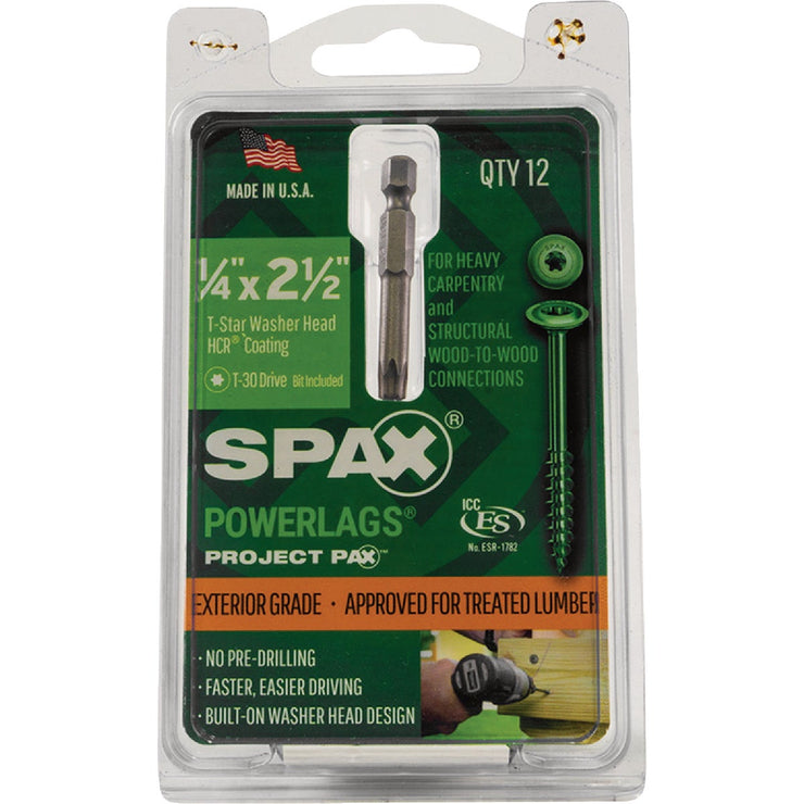 Image of SPAX 1/4 X 2-1/2 In. PowerLag Washer Head T-30 HCR (Exterior Rated) Lag Screw Power Pax (12-Count)