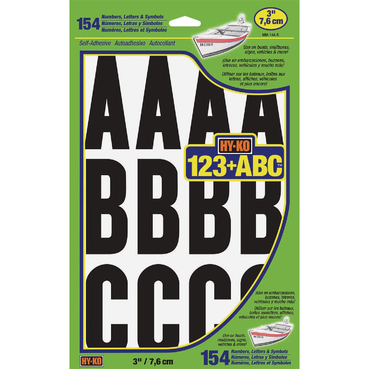 Image of Hy-Ko 3 In. Black & White Numbers, Letters & Symbols