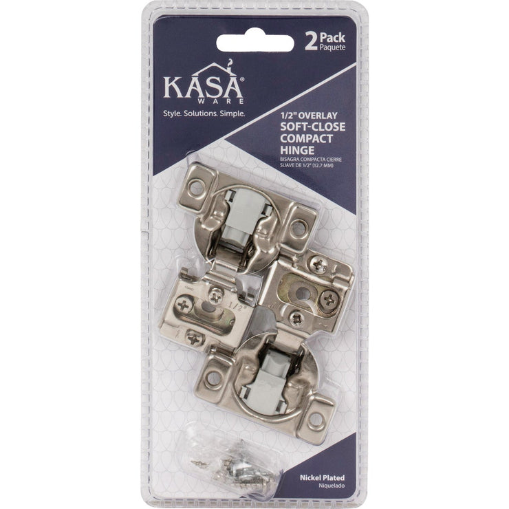 Image of KasaWare 1/2 In. Overlay Soft-Close Compact Hinge (2-Pack)